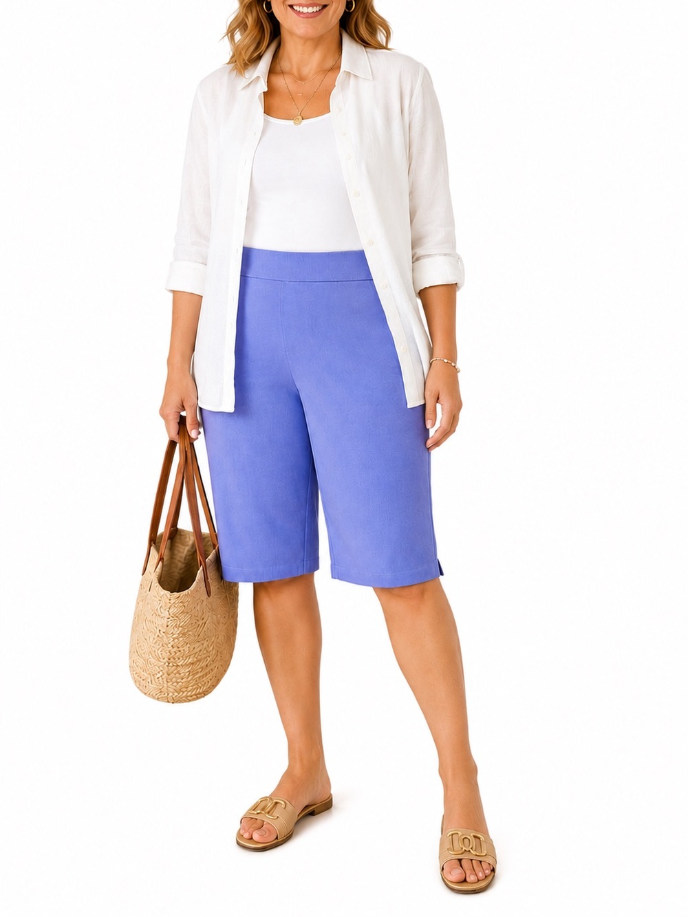 Ruby Rd Woman 18W Periwinkle Purple Stretch Pull-On Capri Pants